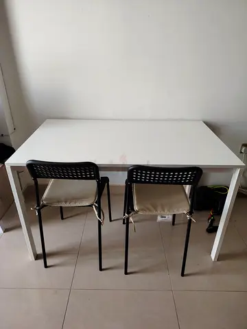 IKEA Simple white dining table 125*75cm  with IKEA two chairs - very good condition