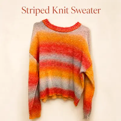 Striped Knit Sweater 🧡❤️💜