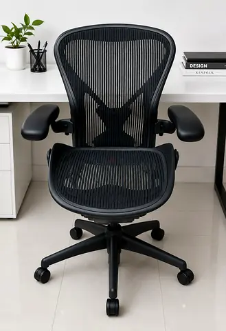 Herman Miller Ergonomic Black Mesh Office Chair with Adjustable Arms and Lumbar Support
