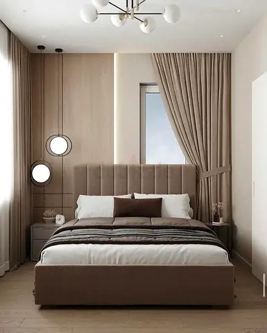 Queen size upholstered bed with mattress