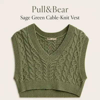 Pull&Bear Green Sweater Vest Size M🌿🧶