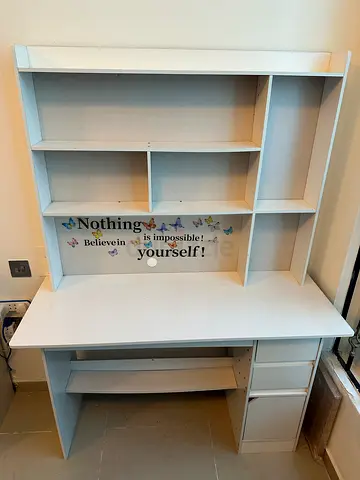 Study desk with shelves and drawers