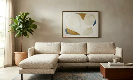 Soft Fabric L-Shape Sofa
Beautiful L-shape sofa in cream color with soft textured fabric. Comfortabl