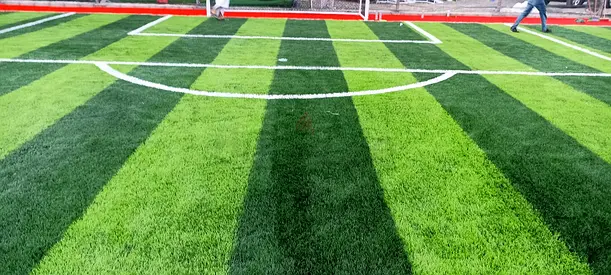 Used Artificial Turf Football Field Roll - Green Striped Pitch Section