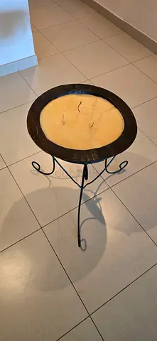 Large Rustic 3-Wick Floor Candle with Wrought Iron Stand