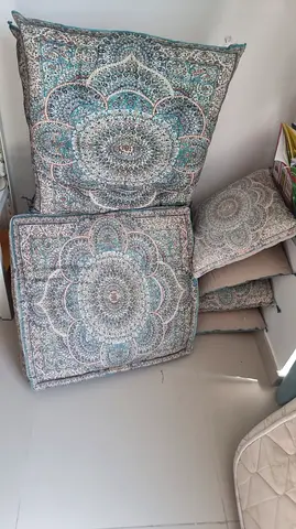 Set of 6 Decorative Floor Cushions / Seating Pads with Mandala Print