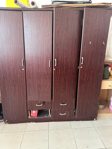 3-door Wooden Wardrobe with Drawers - Used, Good Condition