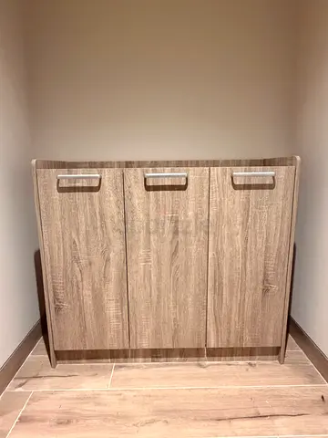 URGENT SALE: 3-Door Shoe Cabinet — Oak Finish, Excellent Condition