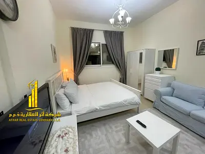 🏡 The most luxurious and elegant studio apartment for monthly rent in Al Yasmin Towers, opposite City Centre Ajman – Al Jurf 2✨ 🔹 Spacious studio wi