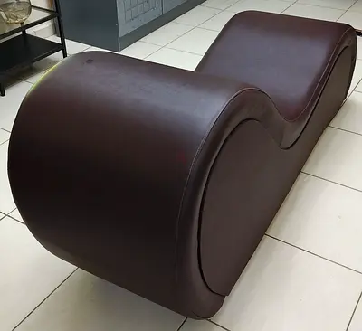 Modern Curved Wave Lounge Chair / Bedroom Accent Chaise - Dark Brown
