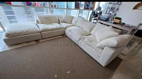 For Sale: Marina Home Modular L-Shape Sofa + Ottoman Color: Off-White Condition: Excellent