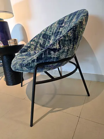 Crate and barrel Upholstered Accent Chair with Metal Frame - Blue Pattern