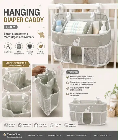 Grey Hanging Diaper Caddy Organizer for Nursery