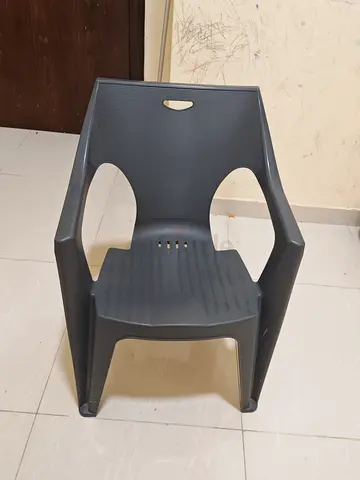 Used Dark Grey Plastic Armchair - Stackable Outdoor/Indoor