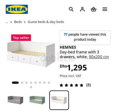 IKEA HEMNES day bed frame with 3-drawer