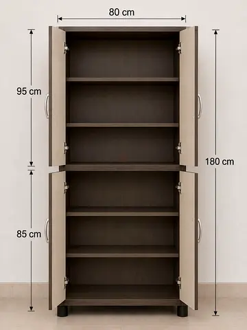 Tall 2-section Wooden Storage Cabinet with Shelves (180cm)
