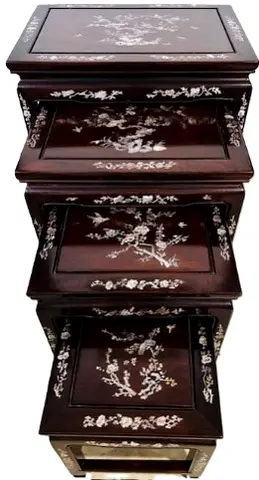 Beautiful Chinese Rosewood Set of 4 Tables