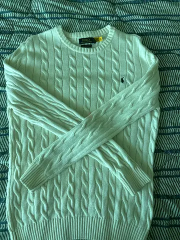 White Ralph Lauren Cable Knit Cotton Sweater - Men’s XL NEW not used