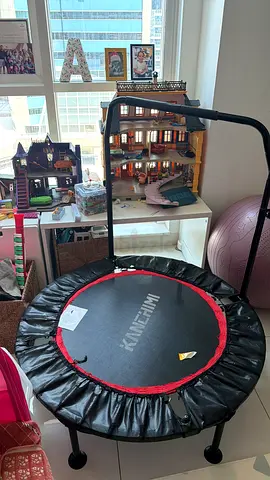Mini Fitness Trampoline Rebounder with Adjustable Handlebar - Home Exercise