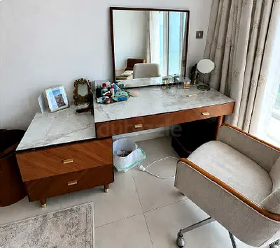 2XL dressing table and mirror, complete with a premium West Elm upholstered chair