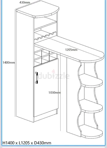 Slim Home Bar Cabinet with Foldable Counter and Shelves