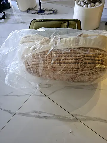 Woven Baby Moses Basket with Mattress - Light Beige, Like New