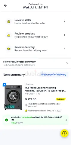 Urgent sale - Hisense 7kg Front Loading Washing Machine - Good Working Condition