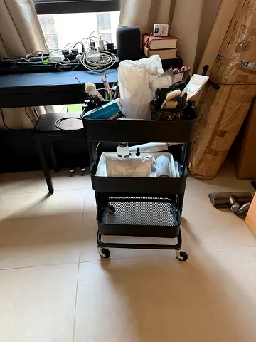 Ikea Trolley on Wheels with art supplies