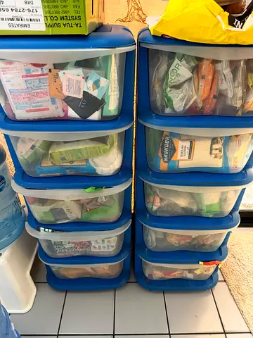 Set of 2 Blue Plastic Storage stand with 10 Drawers - Used, Good Condition