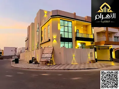 Luxury corner villa for sale in Al Yasmin, Ajman | 6 master bedrooms + majlis + 2 living rooms + ro