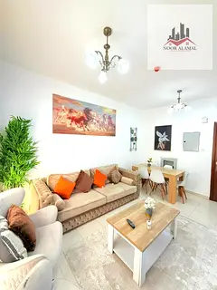Sharjah, Muwaileh: Fully furnished apartment (hotel-style), second-time occupancy. Features a bedroo