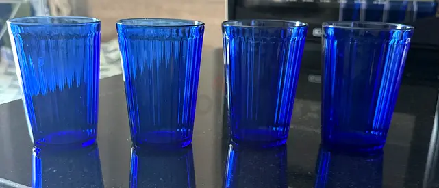 Set of 4 Small Cobalt Blue Glasses - Good Condition