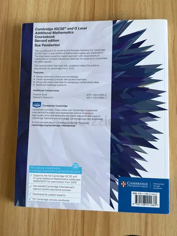 Cambridge IGCSE and O Level Additional Mathematics Coursebook (like new)
