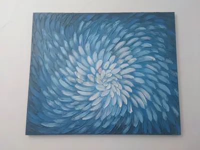 Abstract Blue Floral Canvas Painting - 1 pc