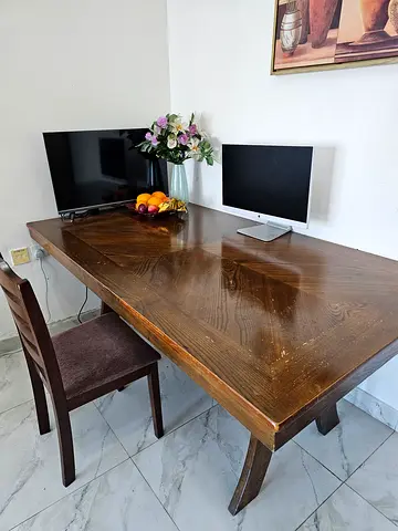 Solid Wood Dining Table with 1 Chairs - Good Condition
