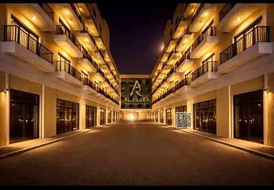 Two one-bedroom apartments for sale in Kentia, 1096 sq ft, AED 195,615 down payment, and 44 monthly installments of AED 7,123.