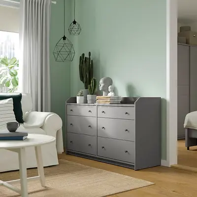 Grey 6 Drawer Dresser for Bedroom or Living Room Storage