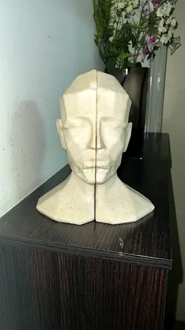Modern Geometric Face Bookends Set