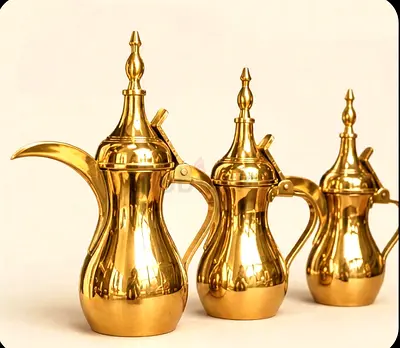 Majestic brand new Arabian pure brass coffee pot set of 3pc is available for sale