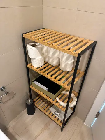 Small Metal & Wood Bathroom Storage Shelf - 3-Tier