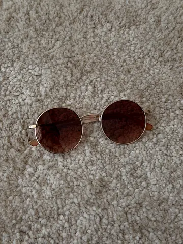 Women’s round metal frame sunglasses with brown lenses - gently used