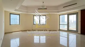 3-bedroom apartment with a living room for annual rent in Al Khan Sharjah 4 bathrooms 2 balconies gy
