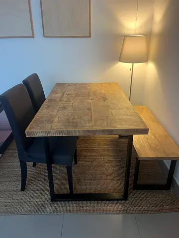 Mango wood dining table and bench Luckys