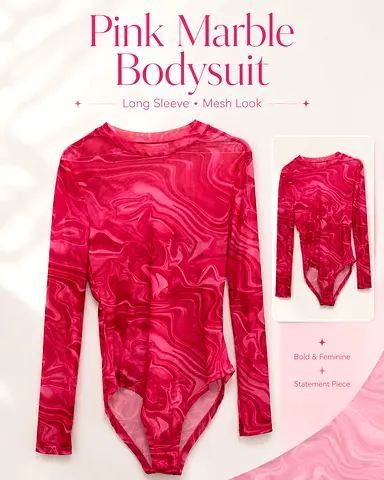 Pink Marble Mesh Bodysuit 💖
