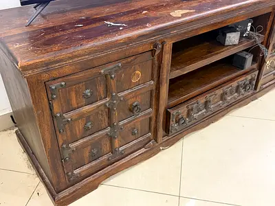 Solid Wood Rustic TV Cabinet / Entertainment Unit