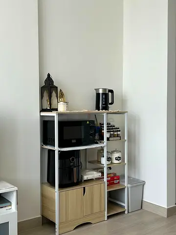 Compact kitchen shelving unit with storage (ikea-style)