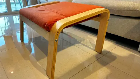 IKEA Poäng footstool / ottoman with orange cushion - good condition