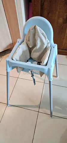 IKEA Antilop-style Baby High Chair with Cushion - Light Blue