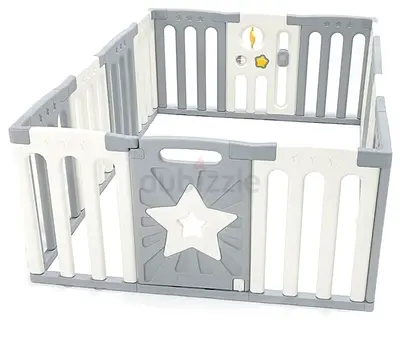 Portable Baby Playpen / Play Yard - Grey & White, 14 pieces