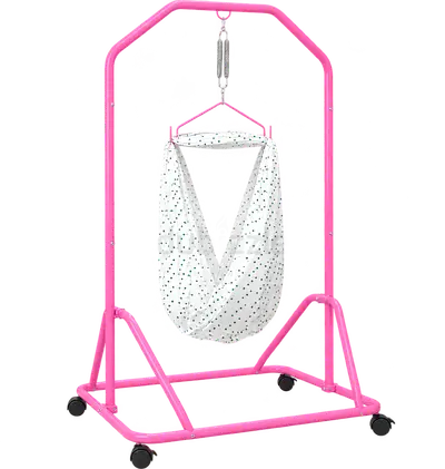 First step baby swing pink colour Portable Baby Hammock Swing with Pink Metal Stand - used